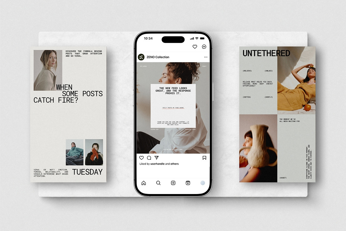 ZENO | Instagram Post & Story (I), a Social Media Template by The Aesthetic Studio (Photo 2 of 10)
