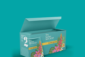 Big Box Tea With Sachets Mockup