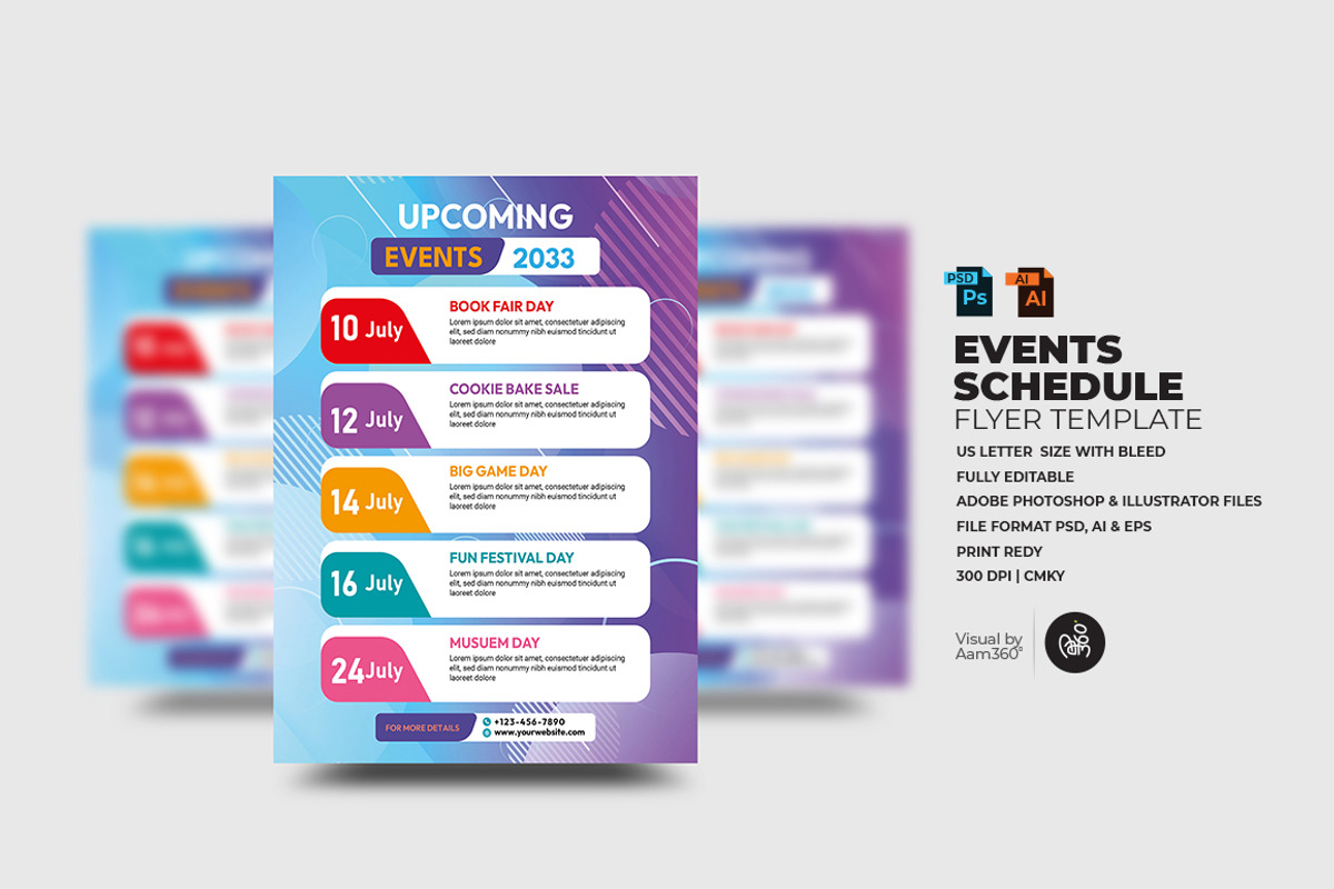 Events Schedule Flyer Template, a Flyer Template by Aam360