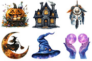 Watercolor Halloween Witches Clipart, an Illustration by Daily.Designs (Thumbnail 3 of 5)
