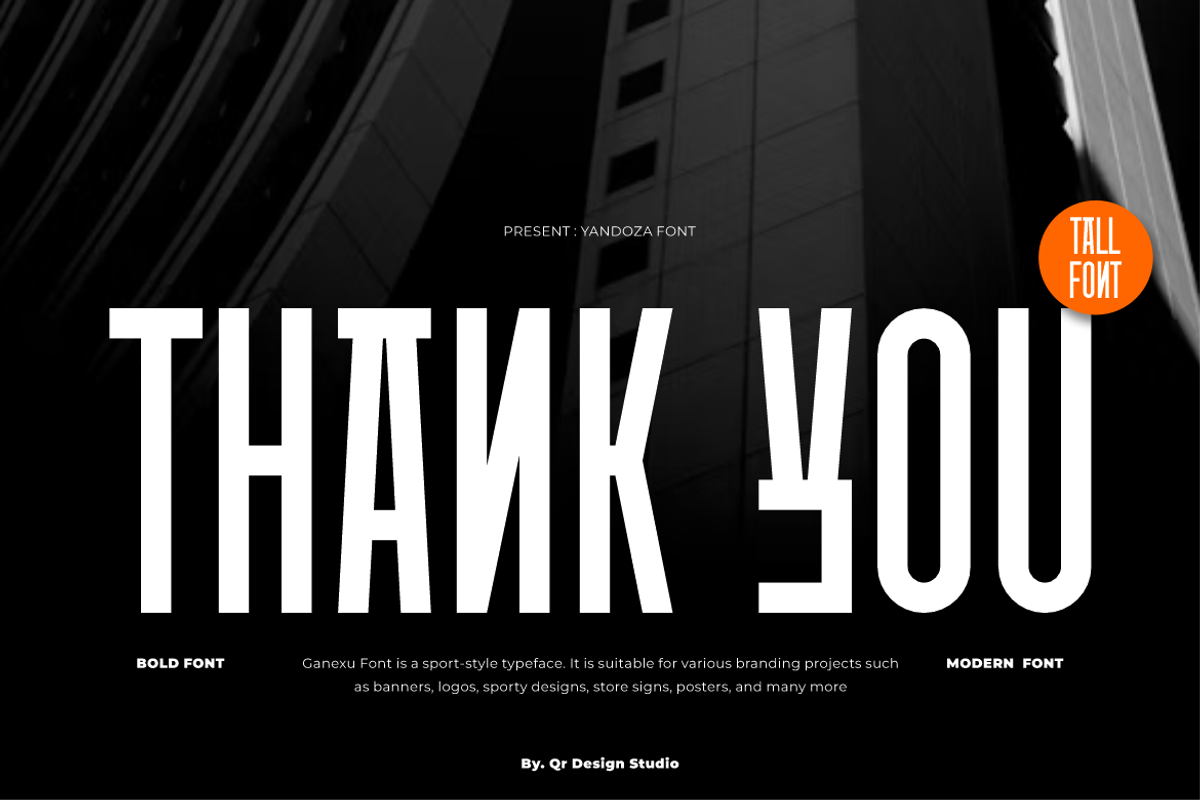Yandoza - Modern Tall Font, a Sans Serif Font by QR Design Studio (Photo 8 of 8)