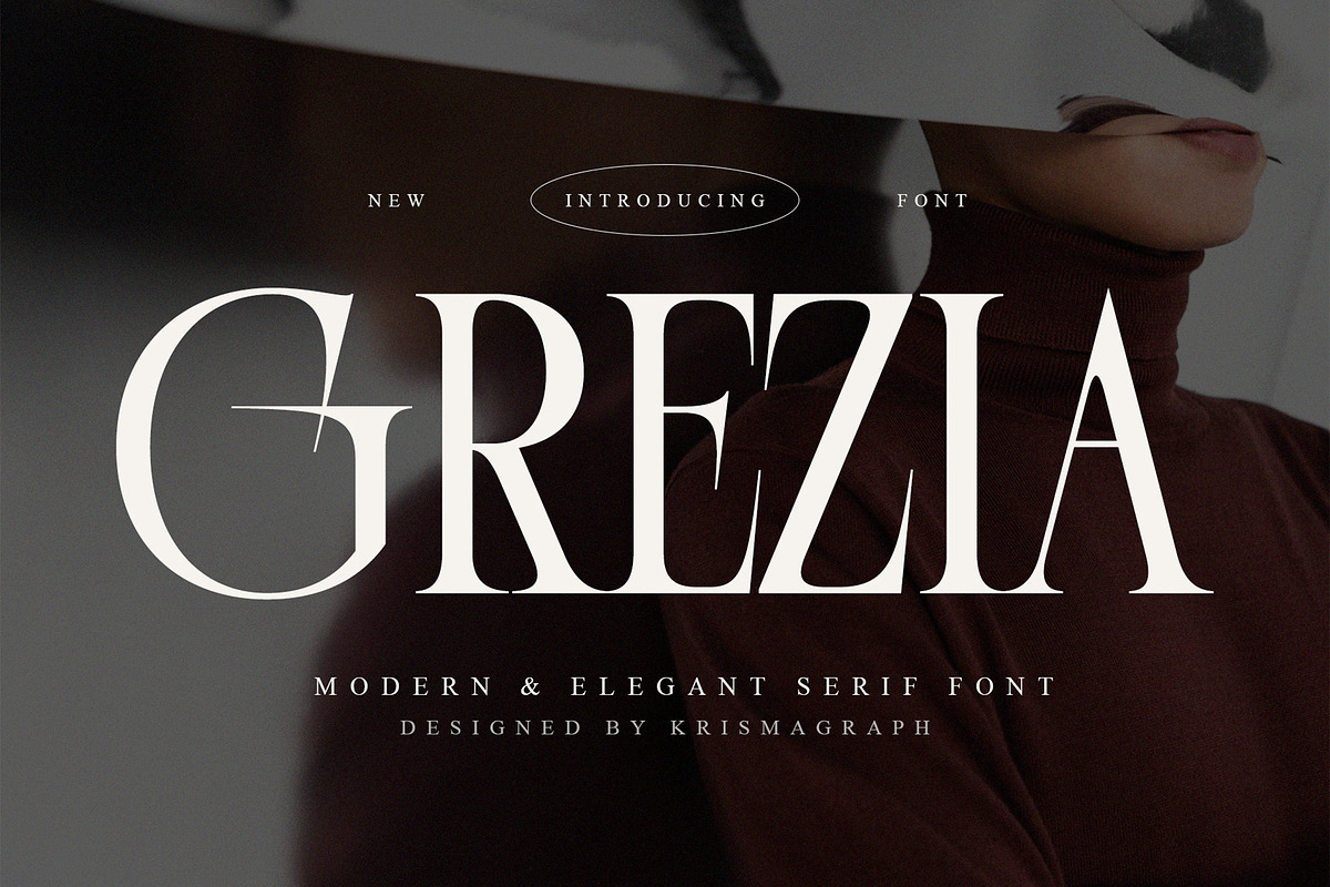 Grezia – Modern Serif Font, a Serif Font by Krismagraph (Photo 1 of 10)