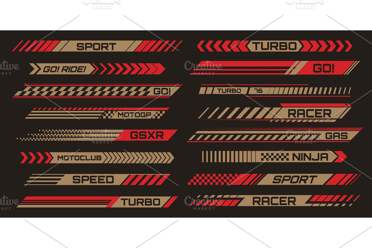 Racing stripe motorcycle sticker set, a Transportation Illustration by art PVP - market