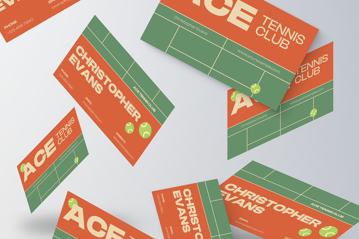 Modern Tennis Business Card, a Business Card Template by Annora Studio (Photo 3 of 6)