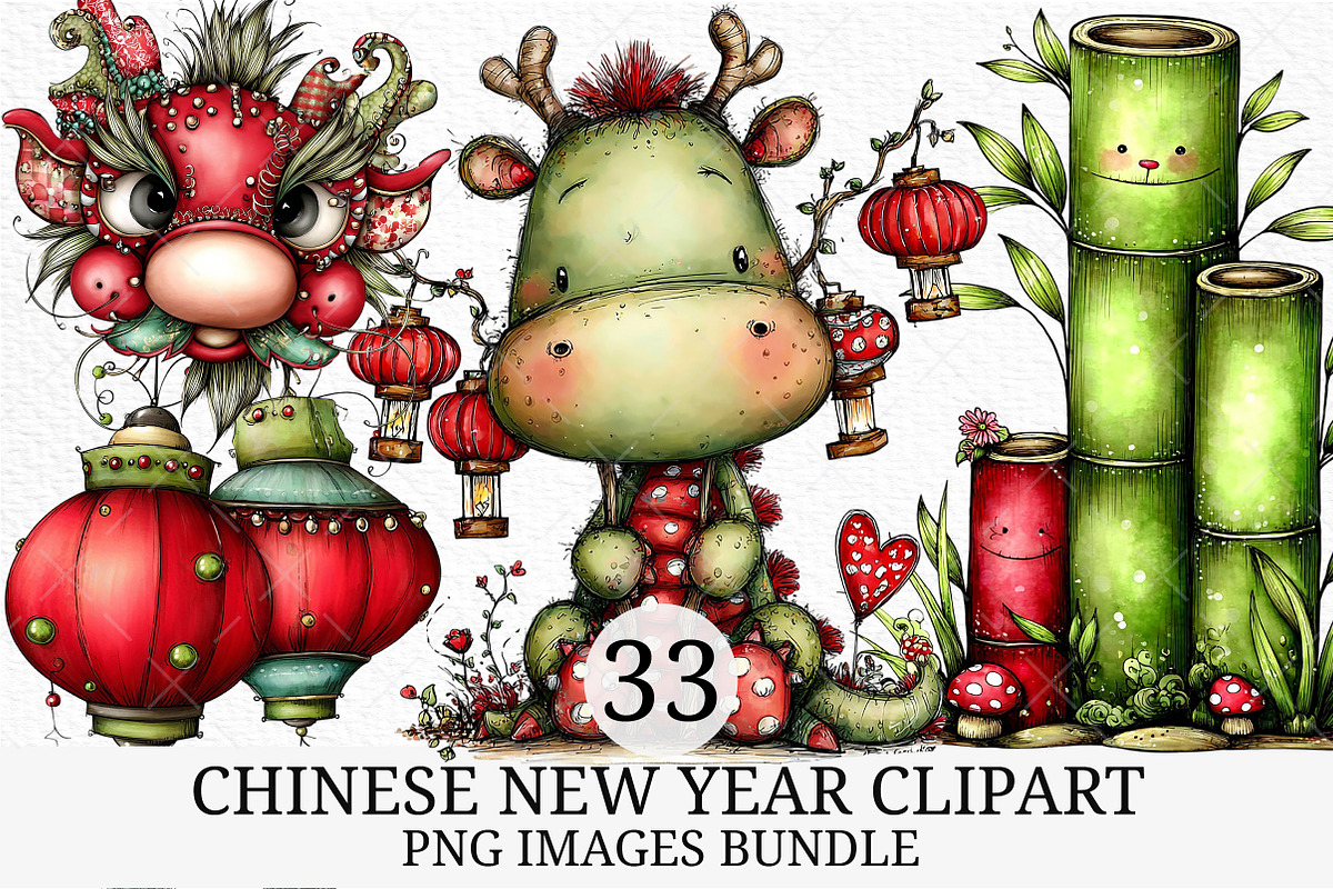 Chinese New Year Clipart, an Illustration by Craft Nest (Photo 1 of 8)