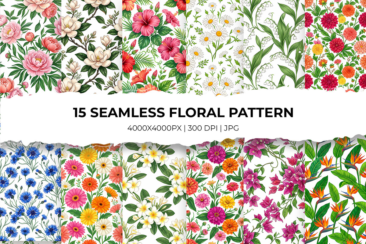 Seamless Floral Repeating Pattern, a Pattern Graphic by nandinigraphics (Photo 1 of 3)