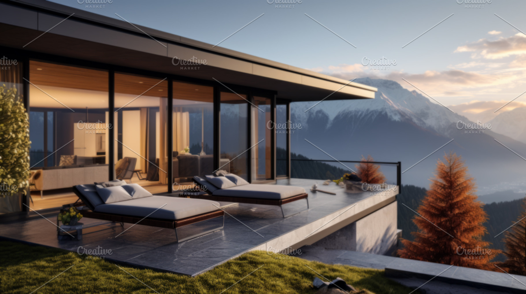 Luxurious villa in the mountains with panoramic views, an Abstract Photo by Natalia Klenova's Shop