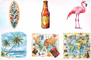 Watercolor Vintage Summer Clipart, an Illustration by Canvas Craft (Thumbnail 4 of 4)