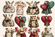 VALENTINE DREAM ANIMALS CLIPART PACK, an Animal Illustration by Daring Digies (Thumbnail 5 of 8)