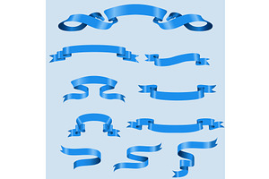Realistic blue Glossy ribbons., an Object Illustration by piter.goskov