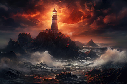Lighthouse on the rock in the sea at, a Photo by Iftikhar Alam