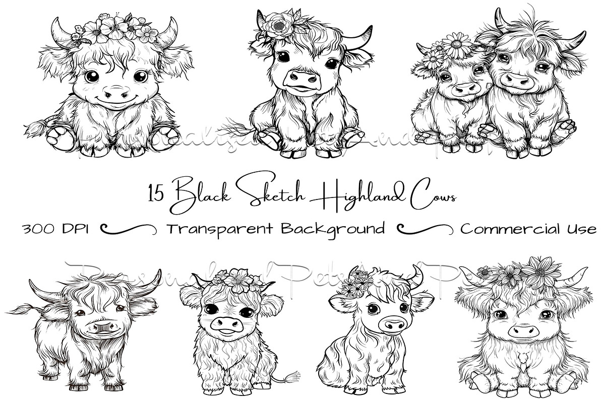 15 Cute Highland Cow Clipart, an Animal Illustration by Art Paradise Studios (Photo 1 of 7)