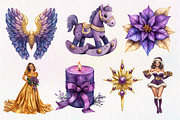 Purple and Yellow Christmas Clipart, an Illustration by Dream Creation (Thumbnail 5 of 5)