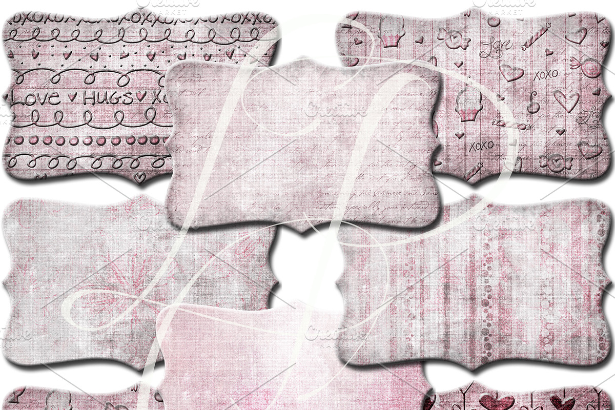 Pink Valentine Clipart Frame Set PNG preview 2