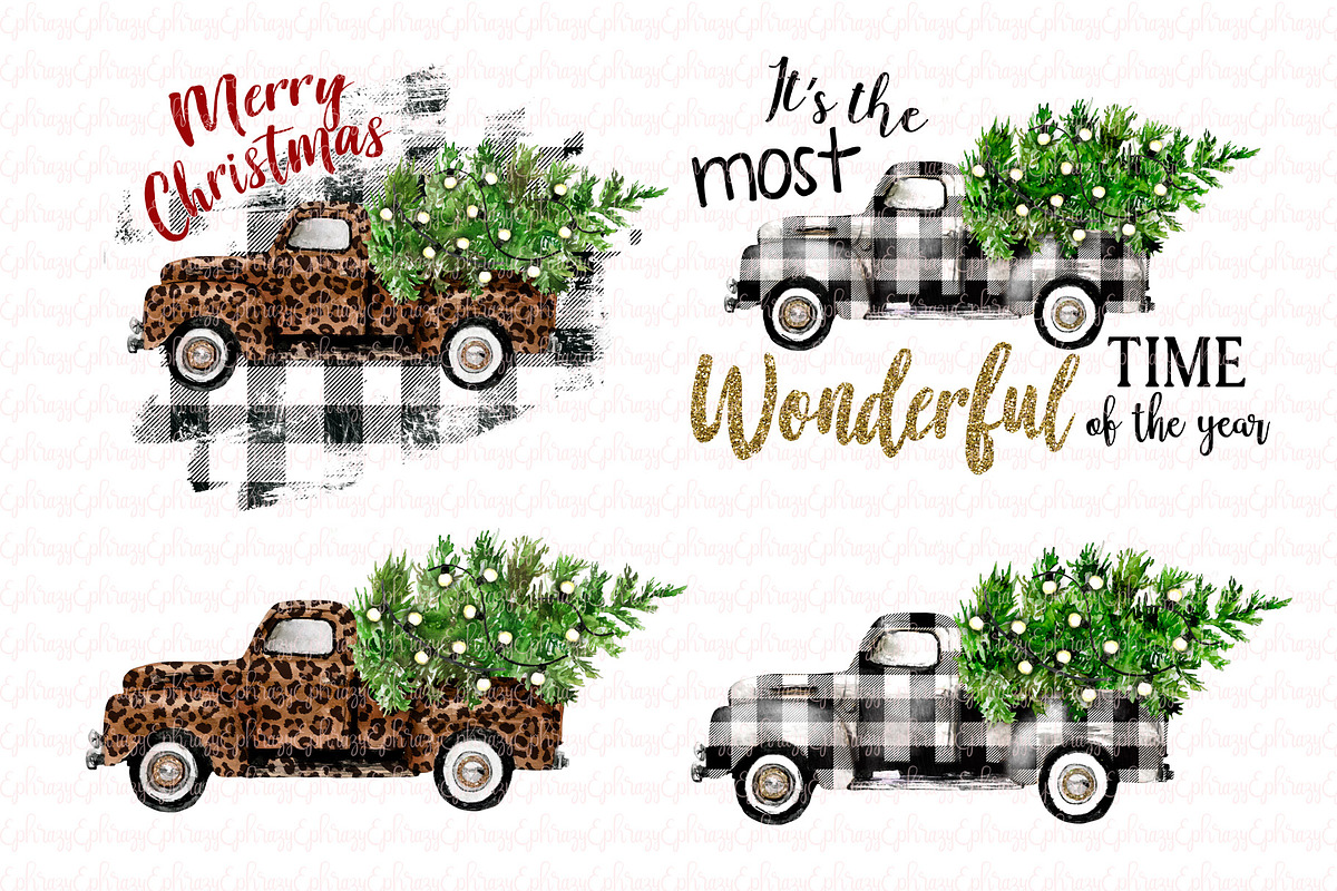 Christmas truck. Leopard print, an Illustration by EphrazyGraphics
