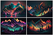 28 Neon Mountain Illustrations in 6K, a Wallpaper Graphic by HipFonts (Thumbnail 7 of 8)