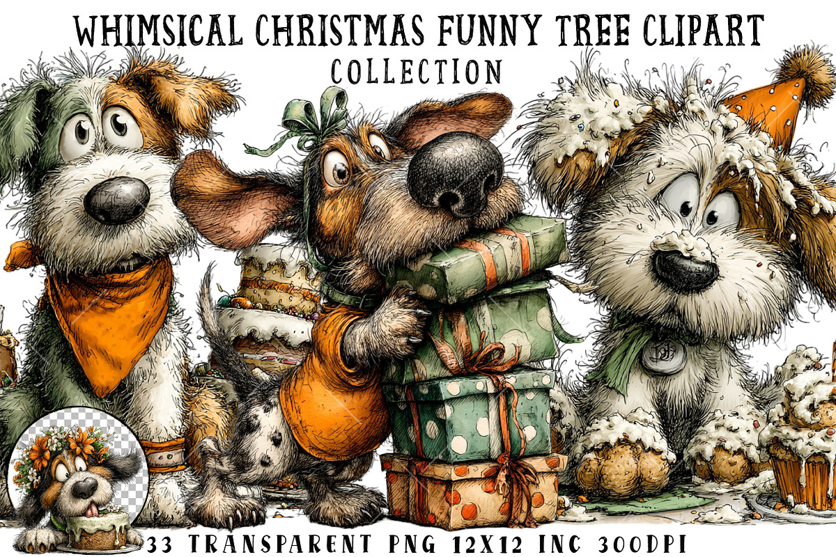Whimsical Birthday Dog Clipart, an Illustration by OK Design (Photo 1 of 6)
