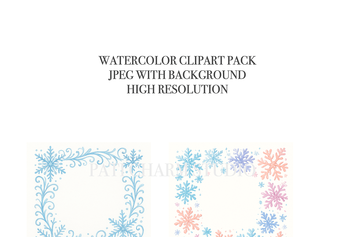 Snowflake Border Clipart Set, a Decorative Illustration by Pati Charm Studio (Photo 5 of 8)