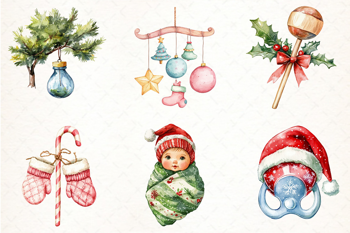 Baby's 1st Christmas Clipart, an Illustration by Pixels.Craft (Photo 3 of 7)