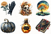 Watercolor Gothic Autumn Clipart, an Illustration by OK Design (Thumbnail 2 of 5)
