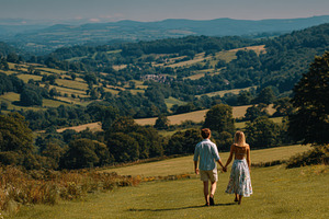 Couple walking hand in hand scenic c, a Photo by Pixeness Studio
