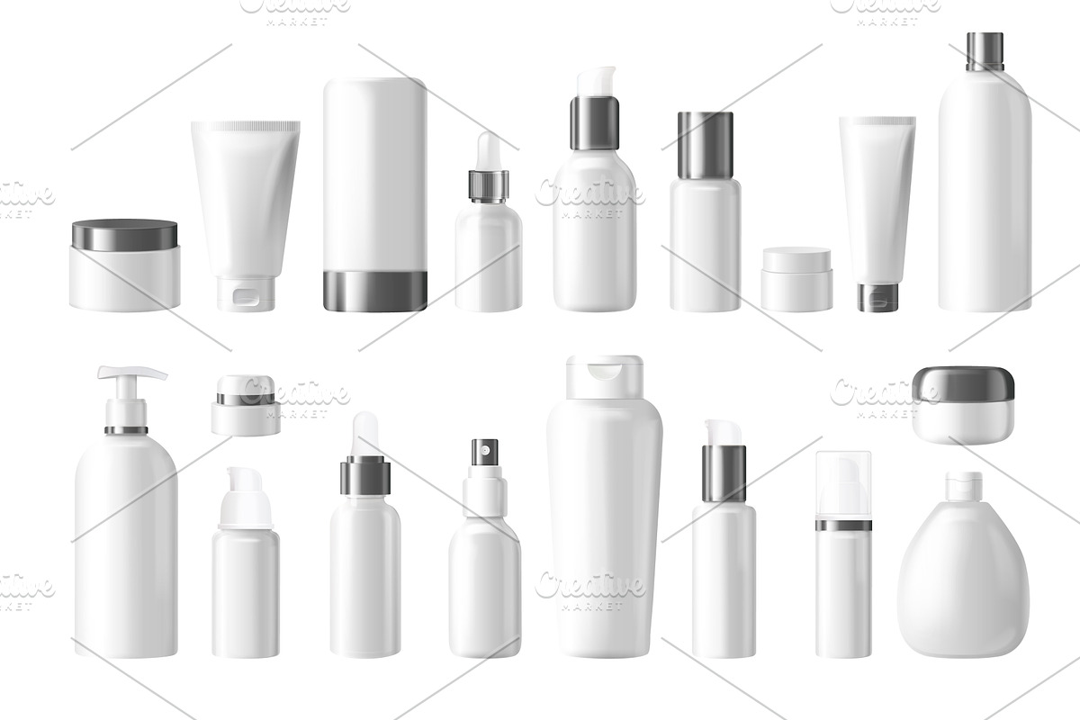 Cosmetics bottles mockup. White, an Object Illustration by Stock-Smart-Start
