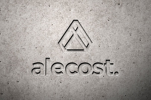 Engraved Concrete Wall Logo Mockup