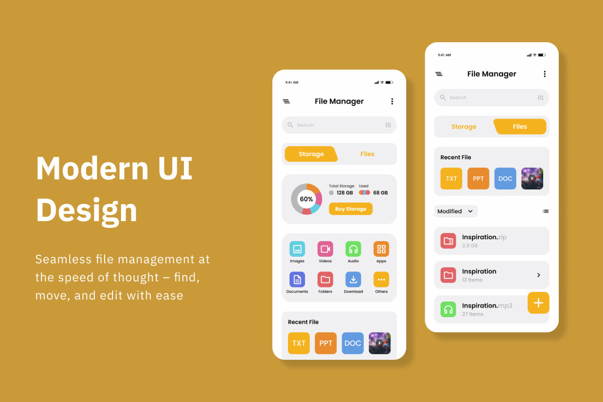 FileGrid - File Manager Mobile App, an App Template by trabaskriya (Photo 2 of 6)