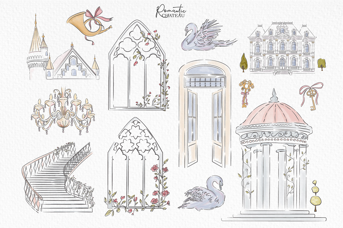 Romantic Chateau Line Art, an Object Graphic by Mio Buono (Photo 8 of 15)