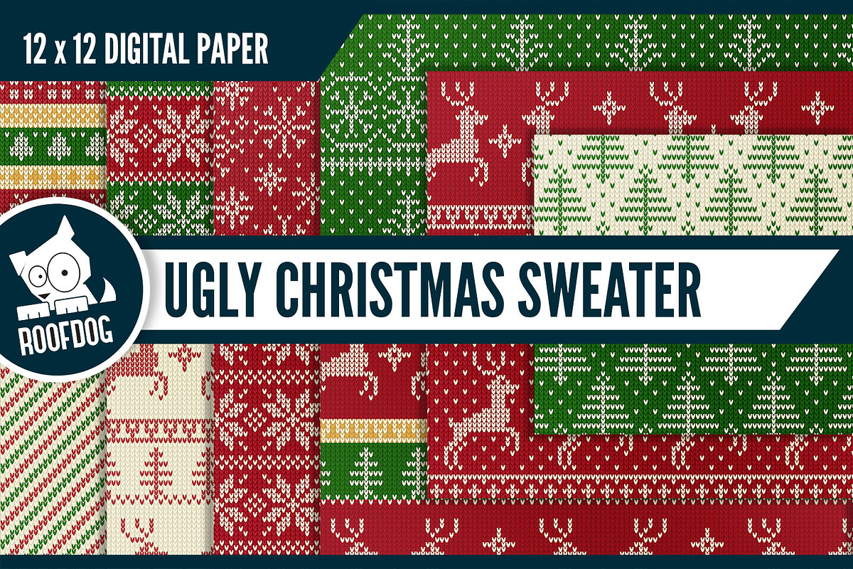 Ugly Christmas sweater pattern, a Pattern Graphic by Roofdog Design