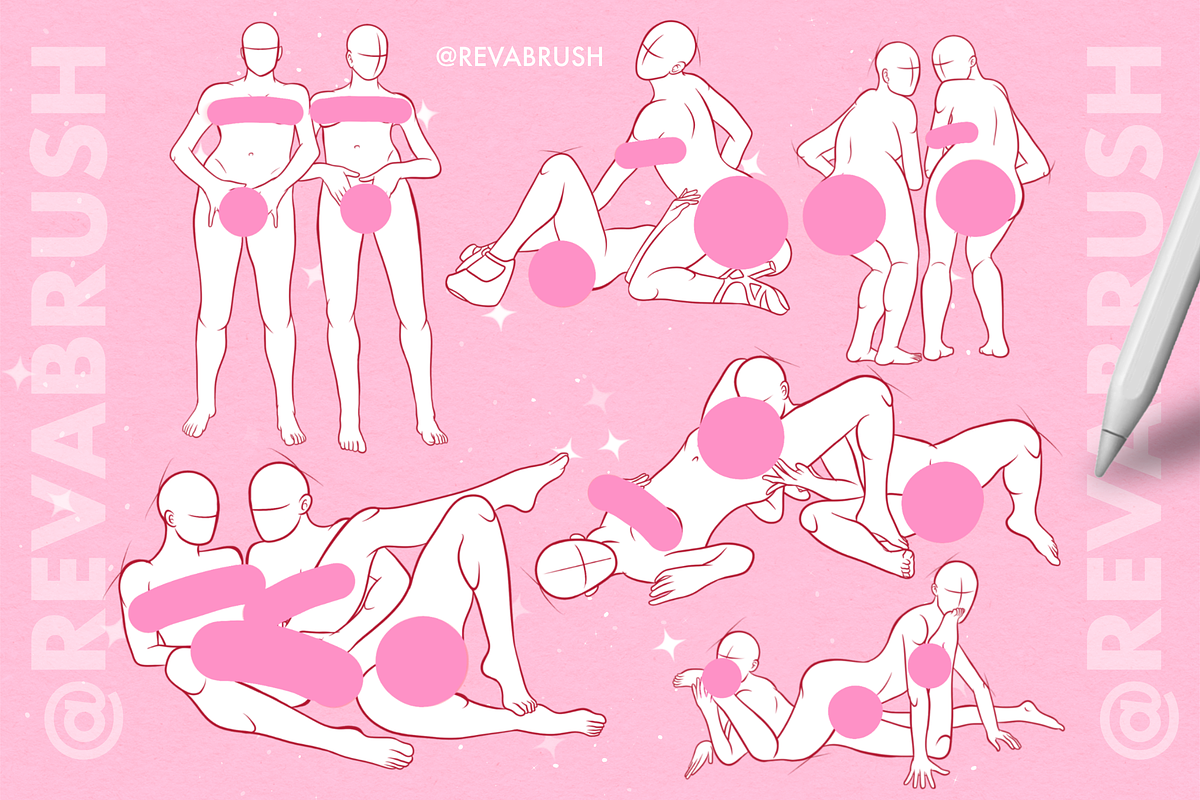Procreate Couple Love Pose brushes, a Brush Add-On by Revabrush (Photo 4 of 4)