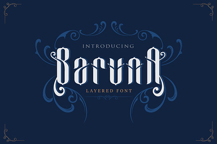 Baruna - Layered font - Sale, a Blackletter Font by creativemedialab