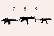 Weapons Silhouettes Dingbats Font, a Symbol Font by Minimalartstudio (Thumbnail 10 of 11)