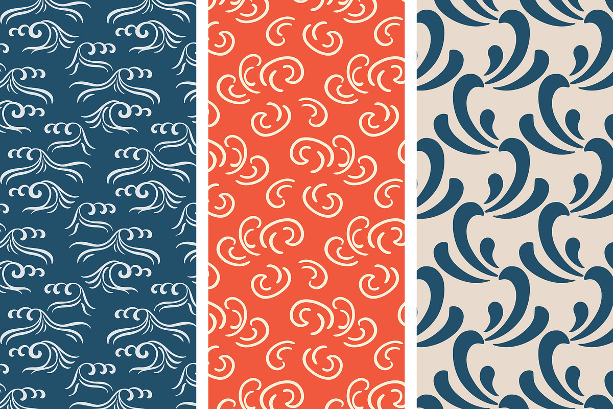 Japanese Waves Seamless Patterns, a Pattern Graphic by Katrinelly