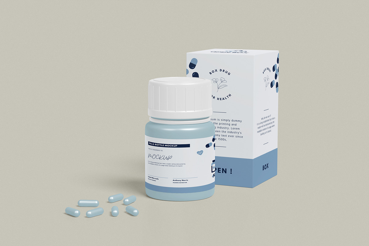 Supplement Pills Bottle Packaging Mo, a Cups & Container Mockup by Pexelcorner (Photo 4 of 9)