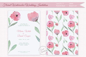 Floral Watercolor Wedding Invitation