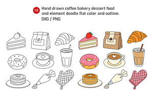 Hand drawn coffee bakery and dessert, a Food Illustration by kaisorn