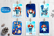 Winter Girl watercolor clipart set, an Illustration by Ekaterina Goncharova (Thumbnail 4 of 4)