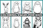 Simple Winter Animal Coloring Pages, an Animal Illustration by martinblan (Thumbnail 3 of 4)