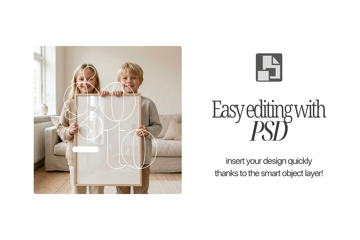 Siblings Holding A1 Frame Mockup, a Mockup by First Impression Mockups (Photo 4 of 4)