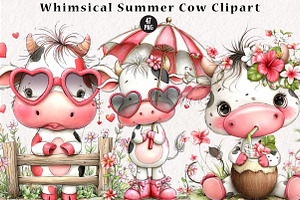 Whimsical Summer Cow Clipart, a Seasonal Illustration by CreationArt