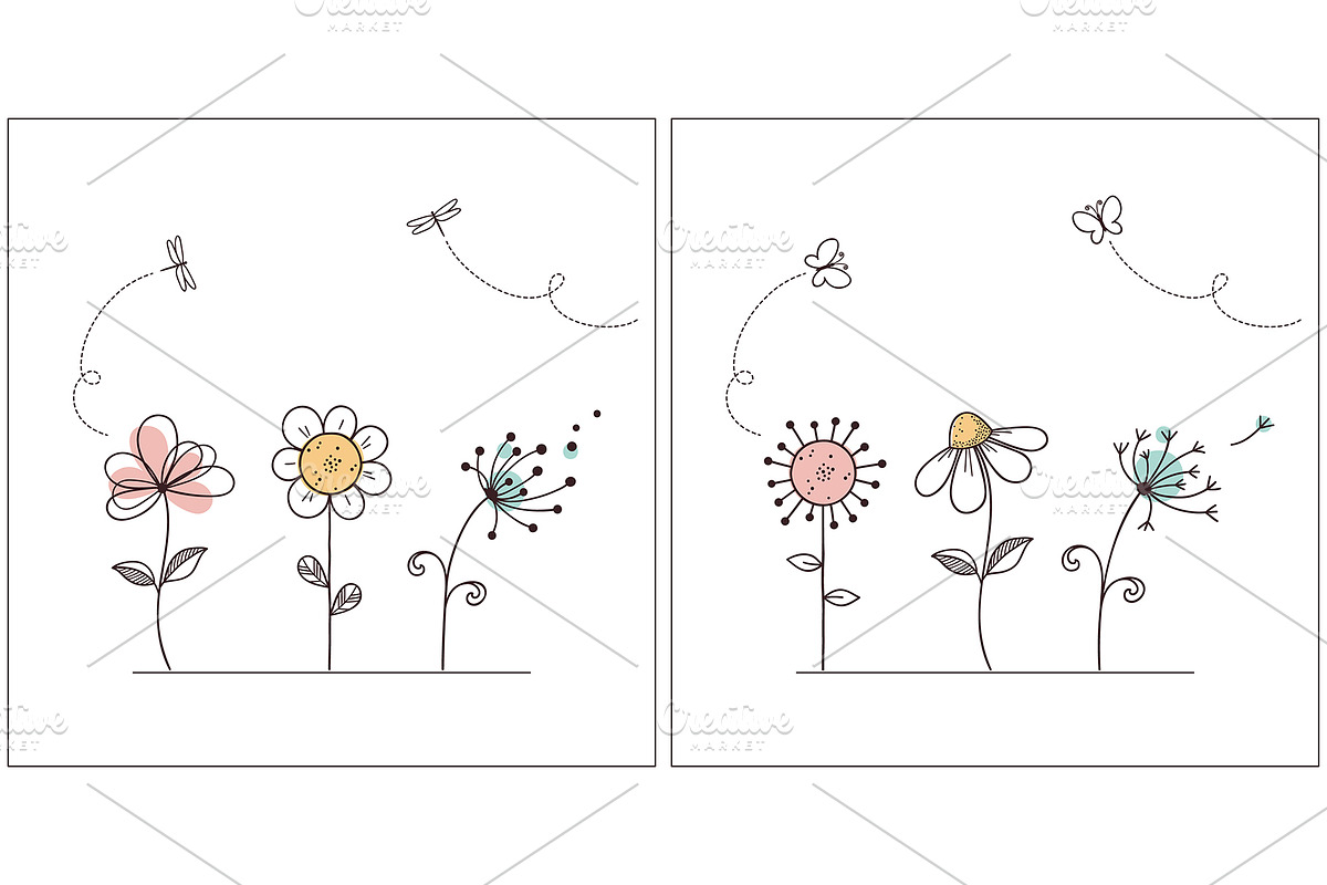 Doodle flowers & Floral frames set, a Graphic by InkySplash (Photo 2 of 6)