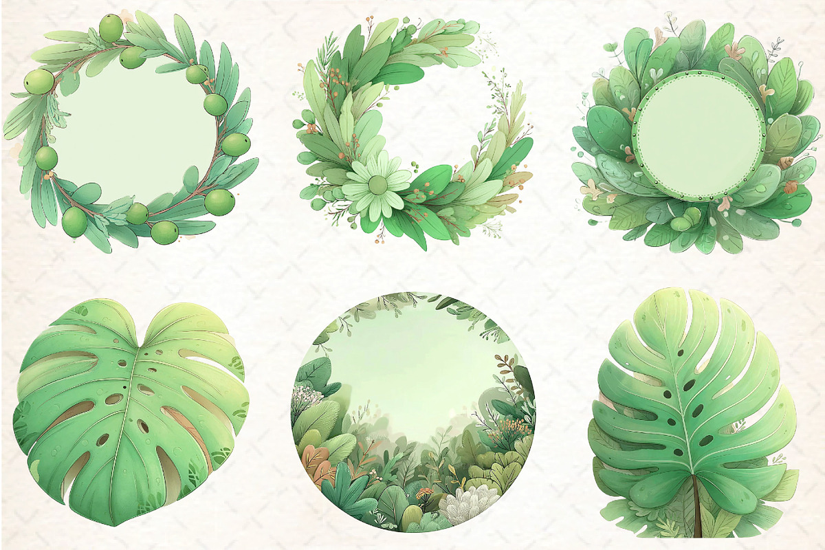 Watercolor Foliage Clipart Bundle, an Illustration by DreamCafeArt (Photo 3 of 6)