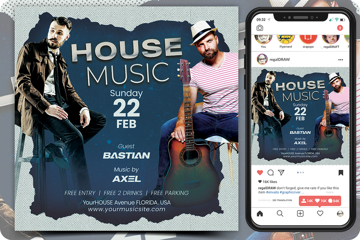 House Music Flyer, a Flyer Template by regalDRAW (Photo 4 of 4)
