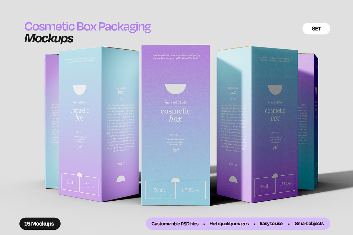 Cosmetic Box Packaging Mockup Set, a Packaging Mockup by Mego-studio (Photo 1 of 7)