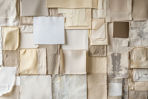 Arrangement of fabric swatches, a Background Photo by MistyDay