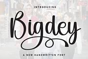 Bigdey | Script Font, a Handwritten Font by Scratchones (Thumbnail 1 of 9)