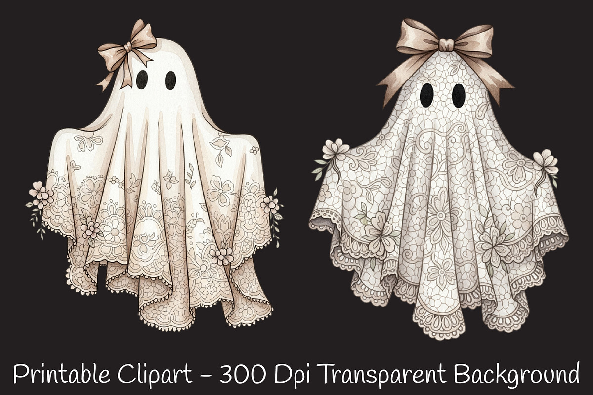Cute Halloween Lace Ghost Png, an Illustration by RobertsArt (Photo 4 of 7)
