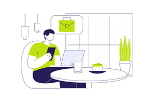 Working in a coffee shop isolated, a Finance Illustration by Visual Generation