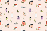 Scandinavian houses seamless pattern, a Pattern Graphic by Good Studio (Thumbnail 3 of 11)